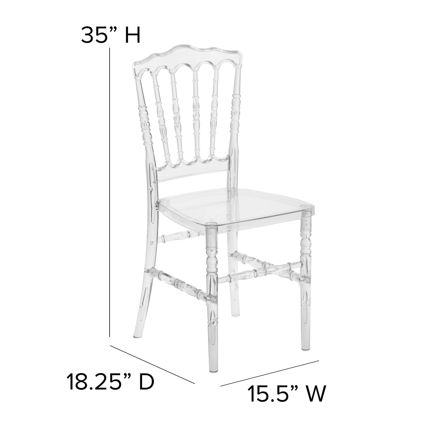 Flash Elegance Crystal Ice Napoleon Stacking Chair Crystal Ice