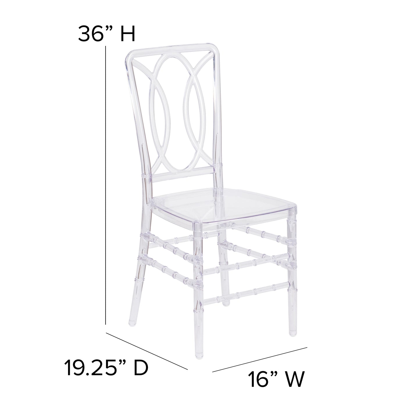 Flash Elegance Crystal Ice Stacking Chair with Designer Back - Event Chair - UV Resistant Crystal Ice