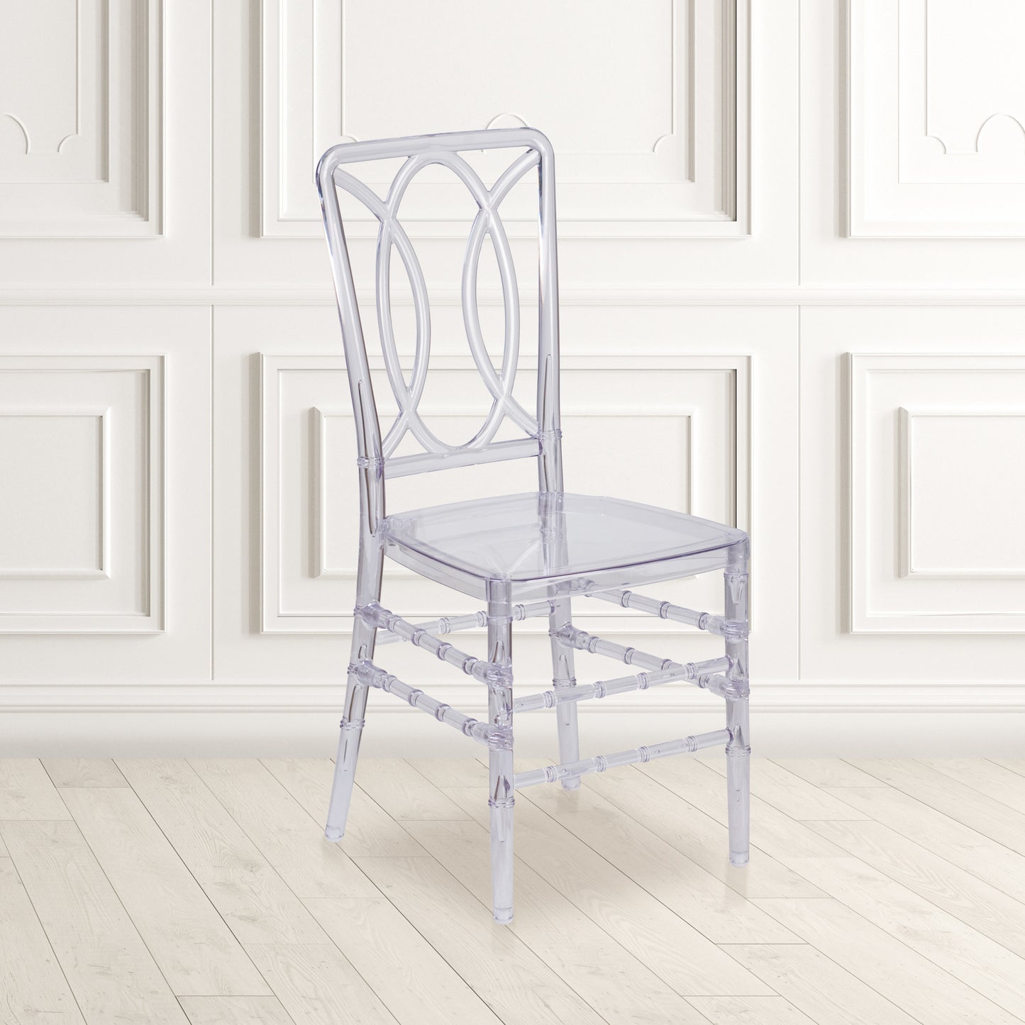 Flash Elegance Crystal Ice Stacking Chair with Designer Back - Event Chair - UV Resistant Crystal Ice
