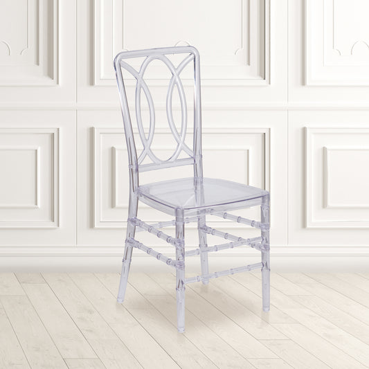 Flash Elegance Crystal Ice Stacking Chair with Designer Back - Event Chair - UV Resistant Crystal Ice