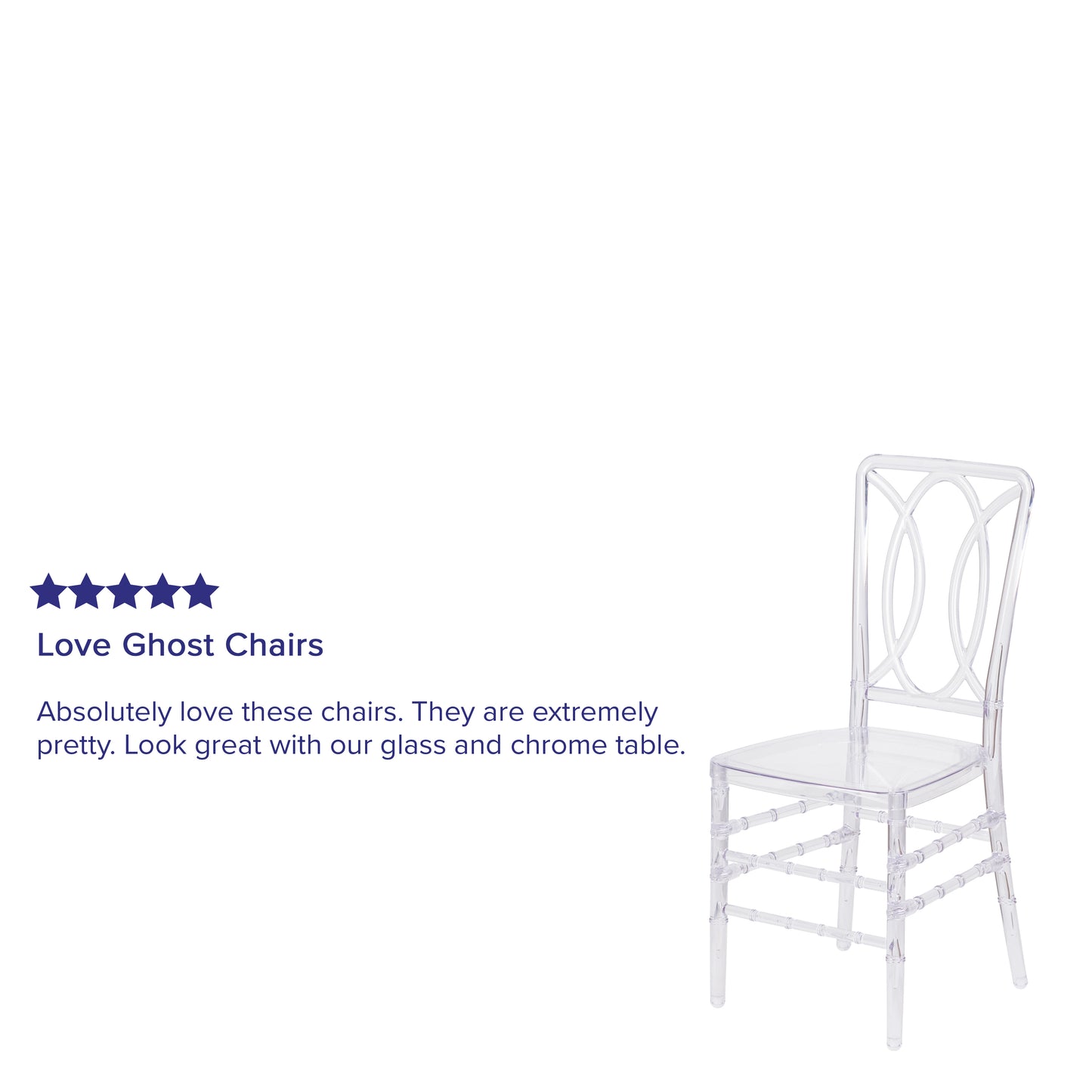Flash Elegance Crystal Ice Stacking Chair with Designer Back - Event Chair - UV Resistant Crystal Ice