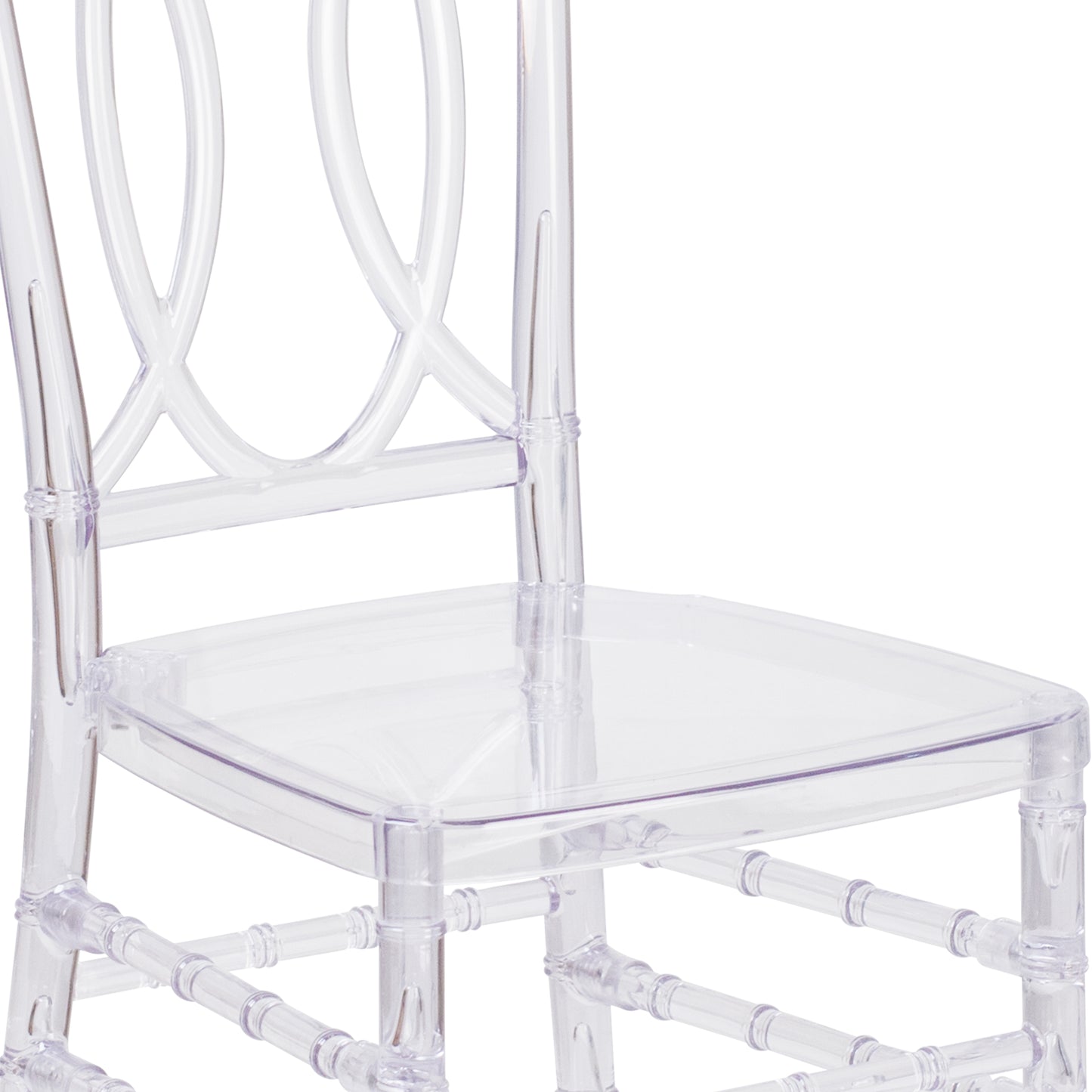 Flash Elegance Crystal Ice Stacking Chair with Designer Back - Event Chair - UV Resistant Crystal Ice