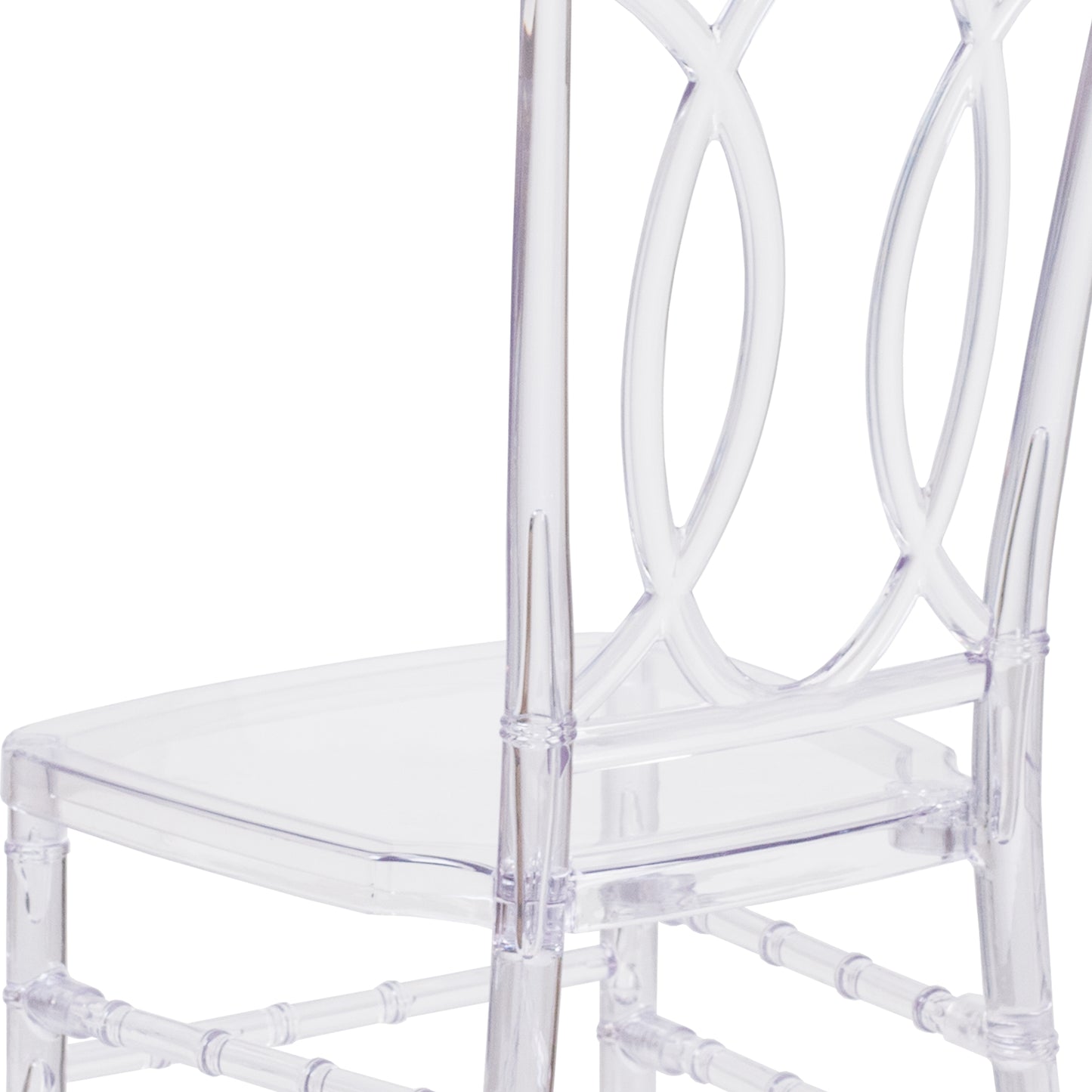Flash Elegance Crystal Ice Stacking Chair with Designer Back - Event Chair - UV Resistant Crystal Ice