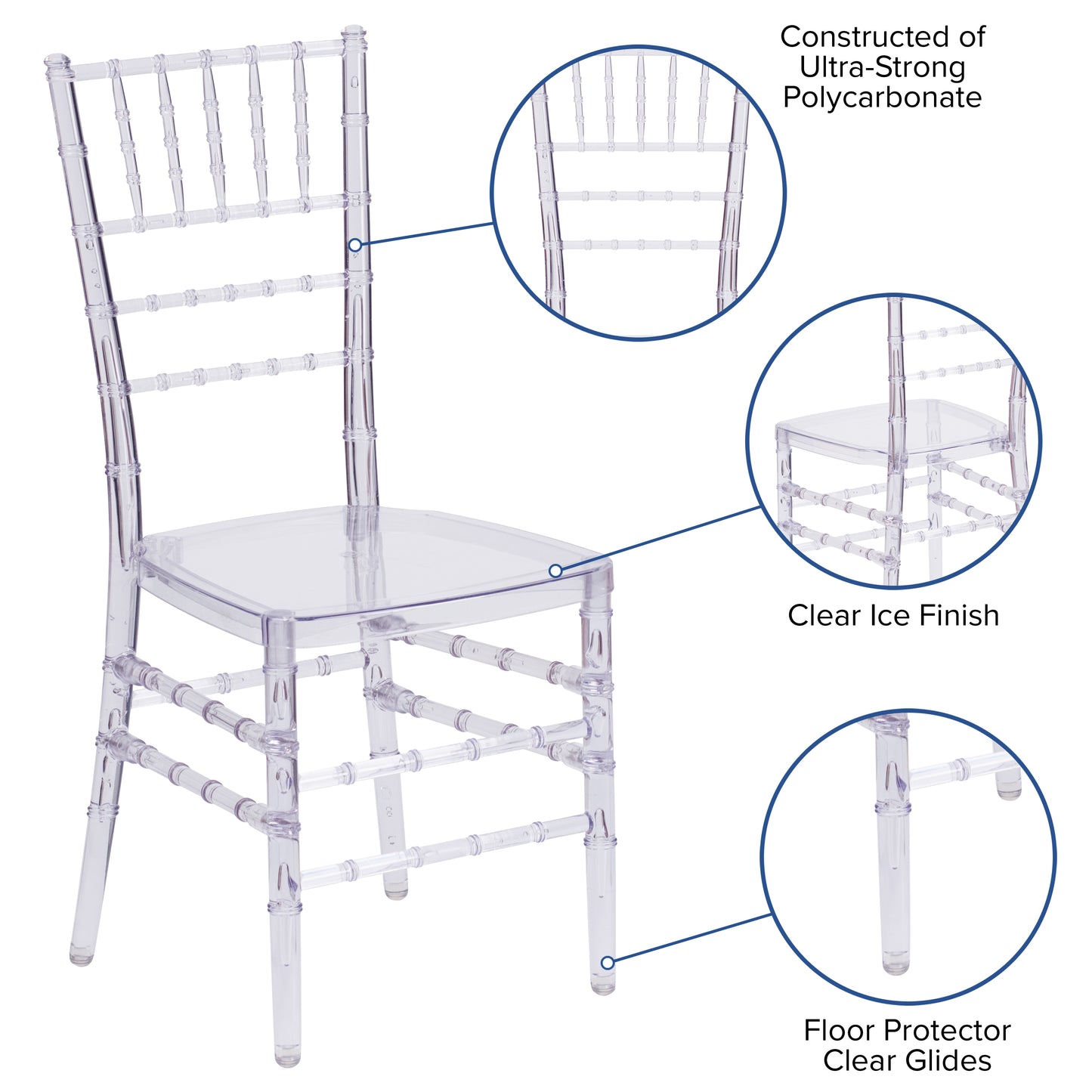 Flash Elegance Crystal Ice Stacking Chiavari Chair Crystal Ice