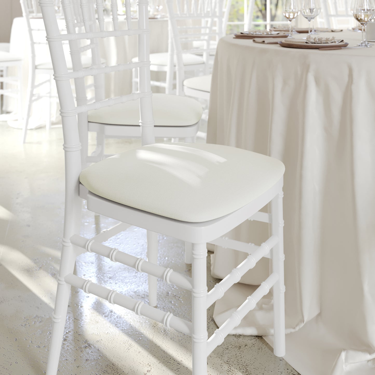 Louise Hard Ivory Fabric Chiavari Chair Cushion Ivory