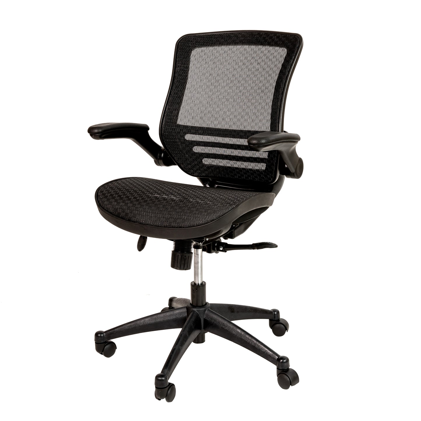Warfield Mid-Back Transparent Black Mesh Executive Swivel Office Chair with Black Frame and Flip-Up Arms Black Mesh/Black Frame