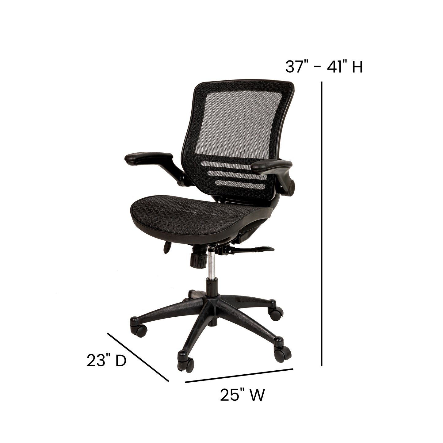 Warfield Mid-Back Transparent Black Mesh Executive Swivel Office Chair with Black Frame and Flip-Up Arms Black Mesh/Black Frame