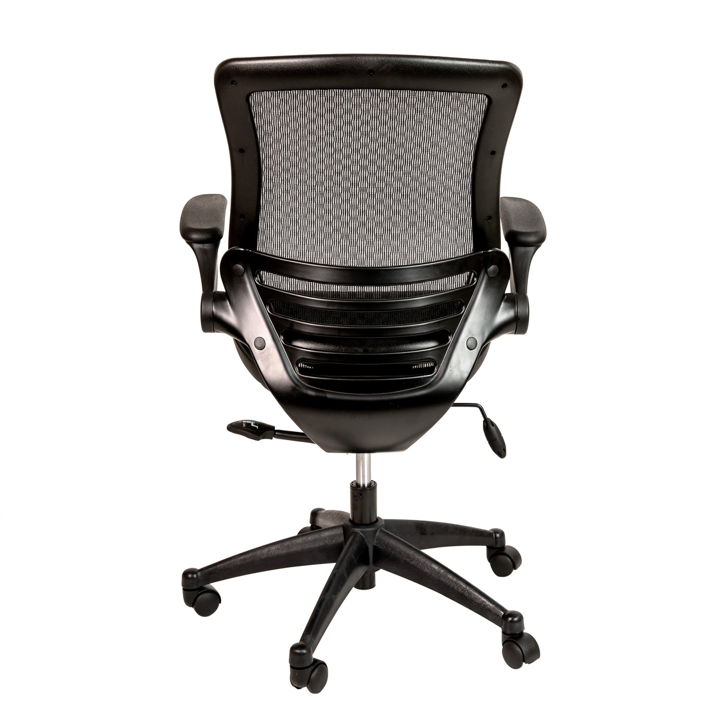 Warfield Mid-Back Transparent Black Mesh Executive Swivel Office Chair with Black Frame and Flip-Up Arms Black Mesh/Black Frame