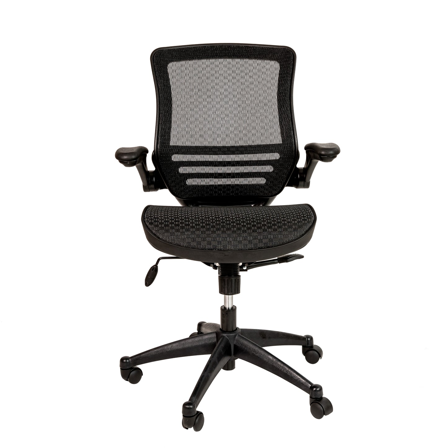 Warfield Mid-Back Transparent Black Mesh Executive Swivel Office Chair with Black Frame and Flip-Up Arms Black Mesh/Black Frame