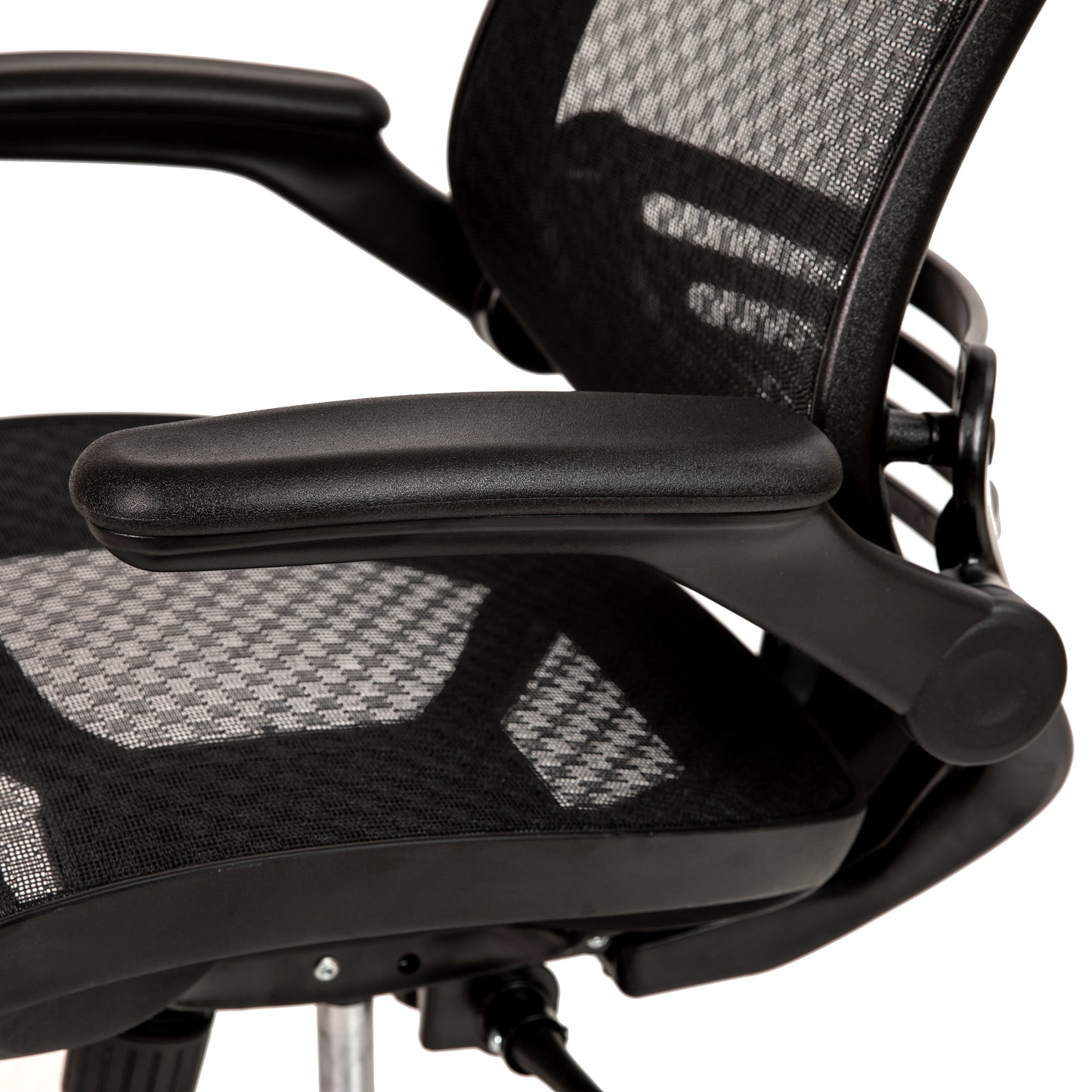 Warfield Mid-Back Transparent Black Mesh Executive Swivel Office Chair with Black Frame and Flip-Up Arms Black Mesh/Black Frame