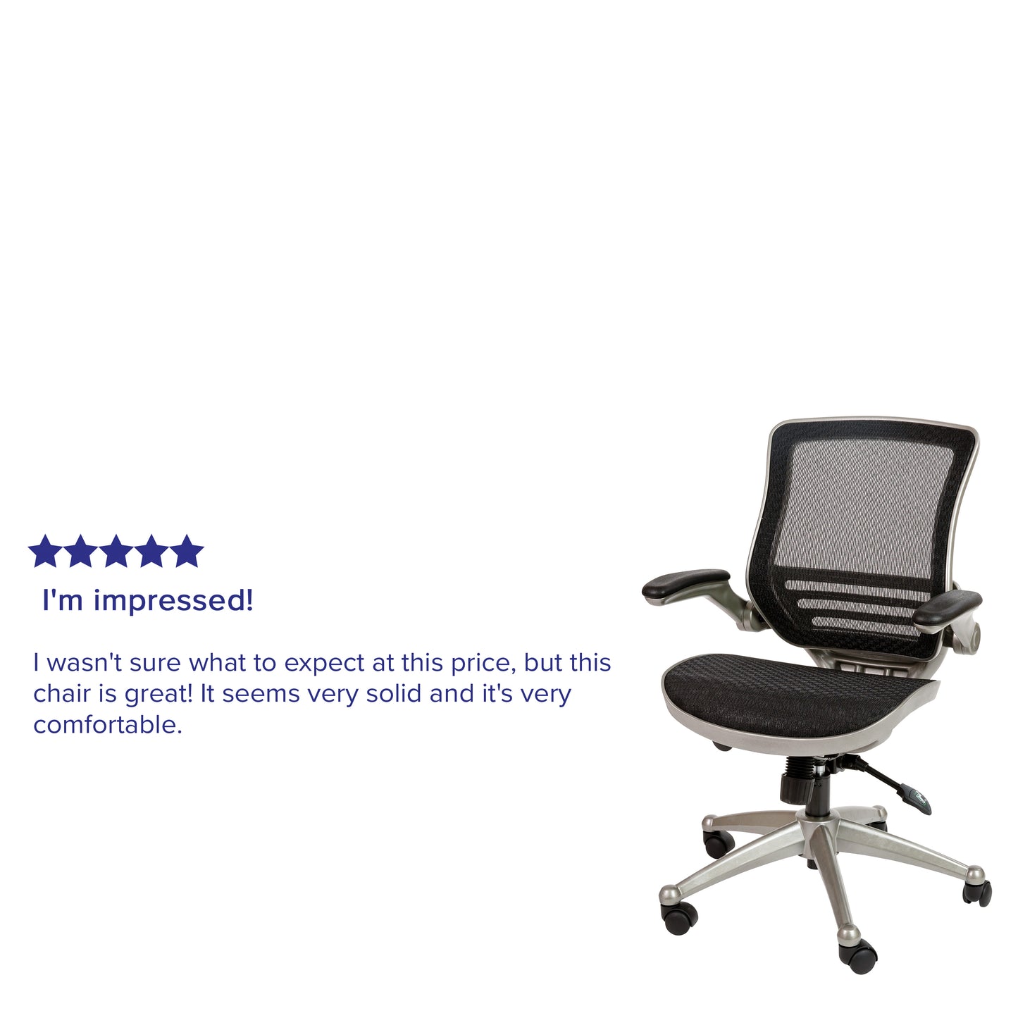 Warfield Mid-Back Transparent Black Mesh Executive Swivel Office Chair with Graphite Silver Frame and Flip-Up Arms Black Mesh/Graphite Silver Frame BL-8801X-BK-GR-GG