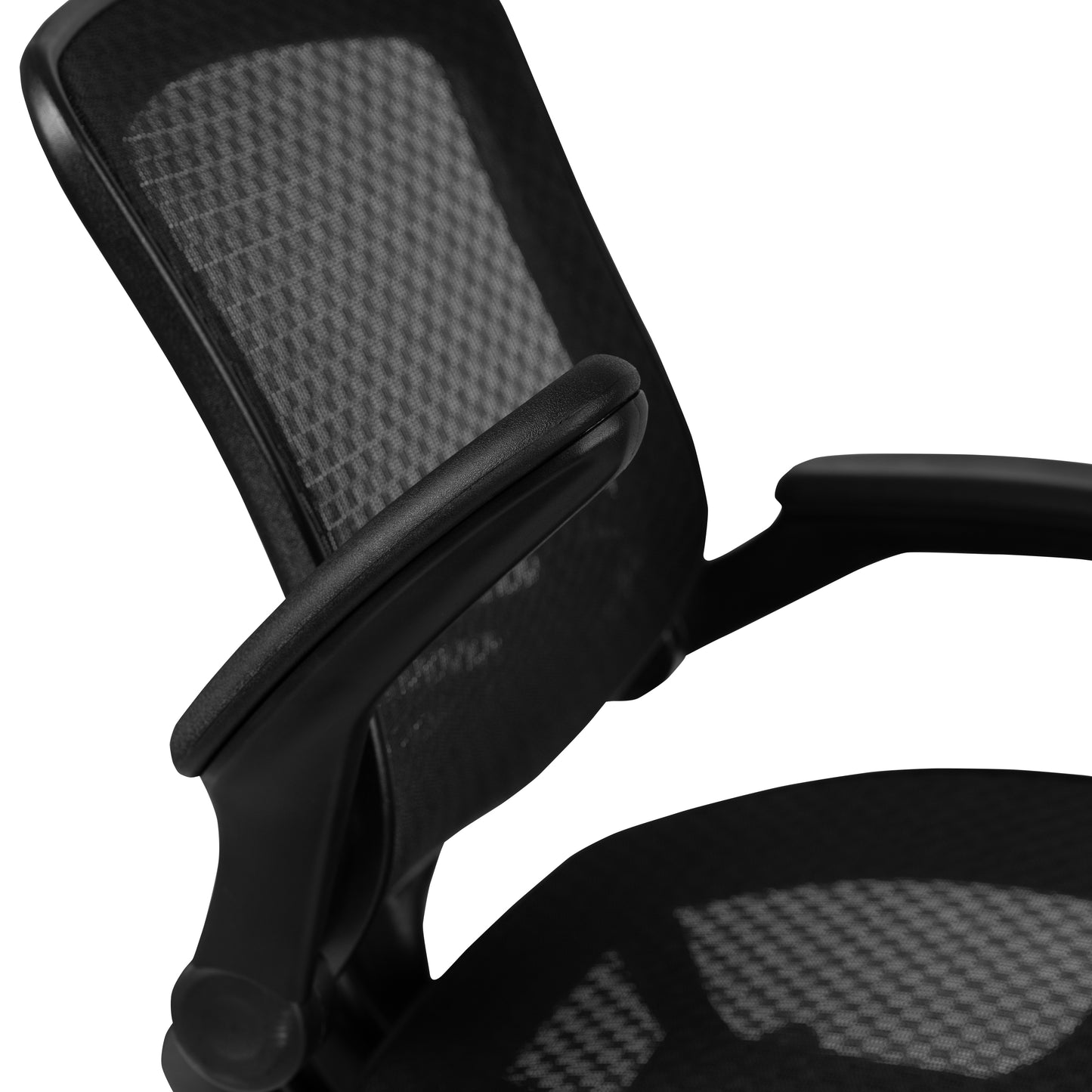 Waylon Mid-Back Transparent Black Mesh Drafting Chair with Black Frame and Flip-Up Arms Black Mesh/Black Frame BL-LB-8801X-D-BLK-GG