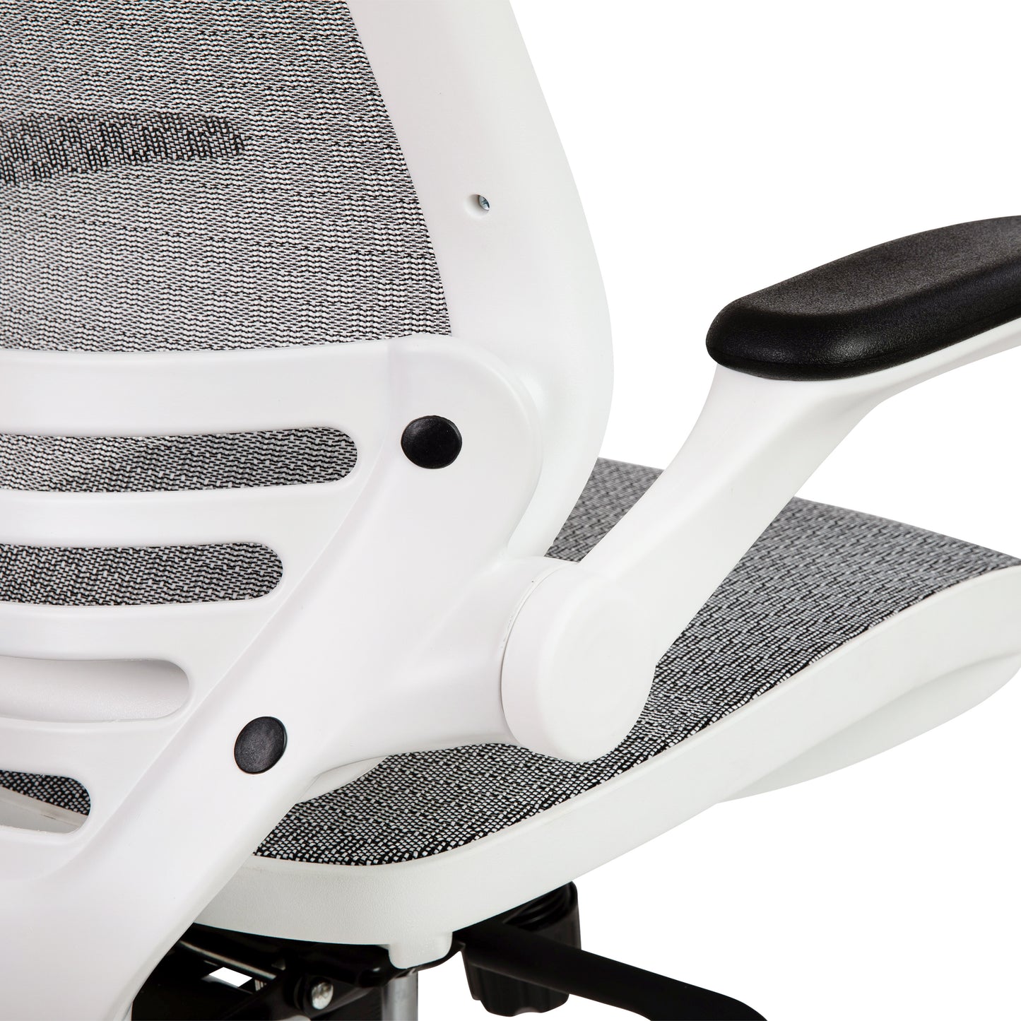 Waylon Mid-Back Transparent Gray Mesh Drafting Chair with White Frame and Flip-Up Arms Gray Mesh/White Frame BL-LB-8801X-D-GR-WH-GG