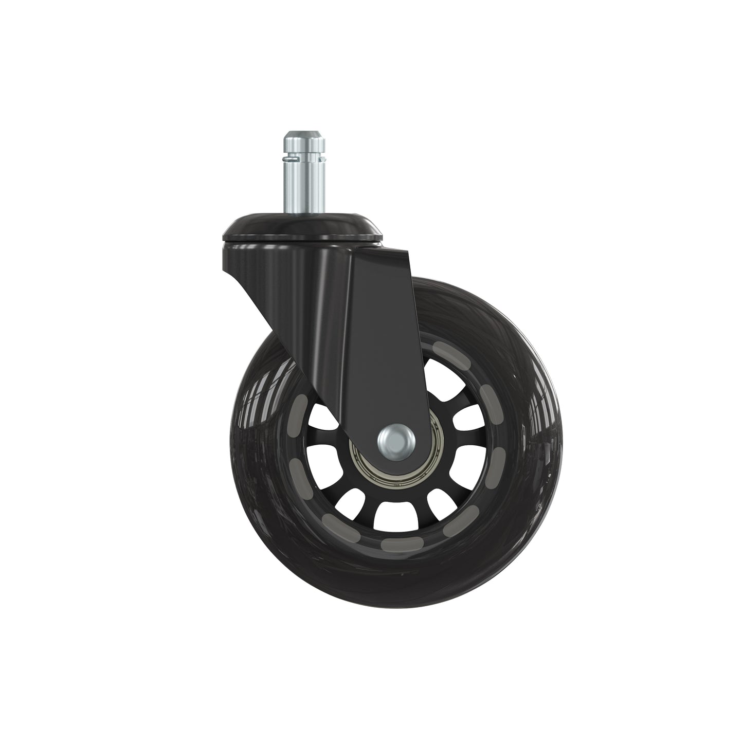 Waylon Transparent Polyurethane Replacement Rolling Wheels for Gaming and Office Chairs Suitable for Hardwood Floors & Carpet - Set of 5 Black/Clear