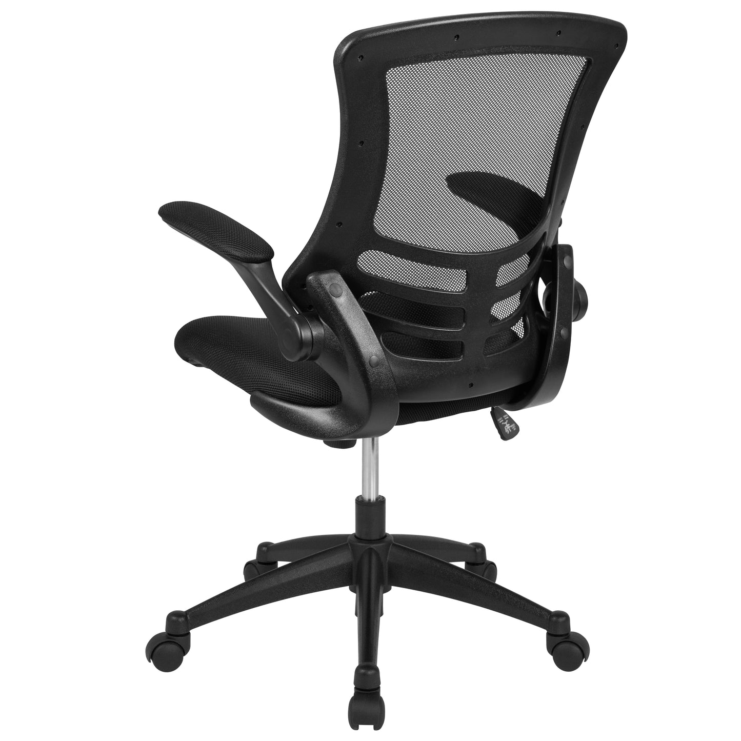 Kelista Mid-Back Black Mesh Swivel Ergonomic Task Office Chair with Flip-Up Arms Black Mesh/Black Frame