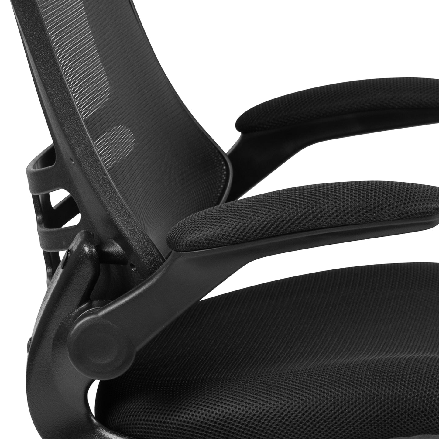 Kelista Mid-Back Black Mesh Swivel Ergonomic Task Office Chair with Flip-Up Arms Black Mesh/Black Frame