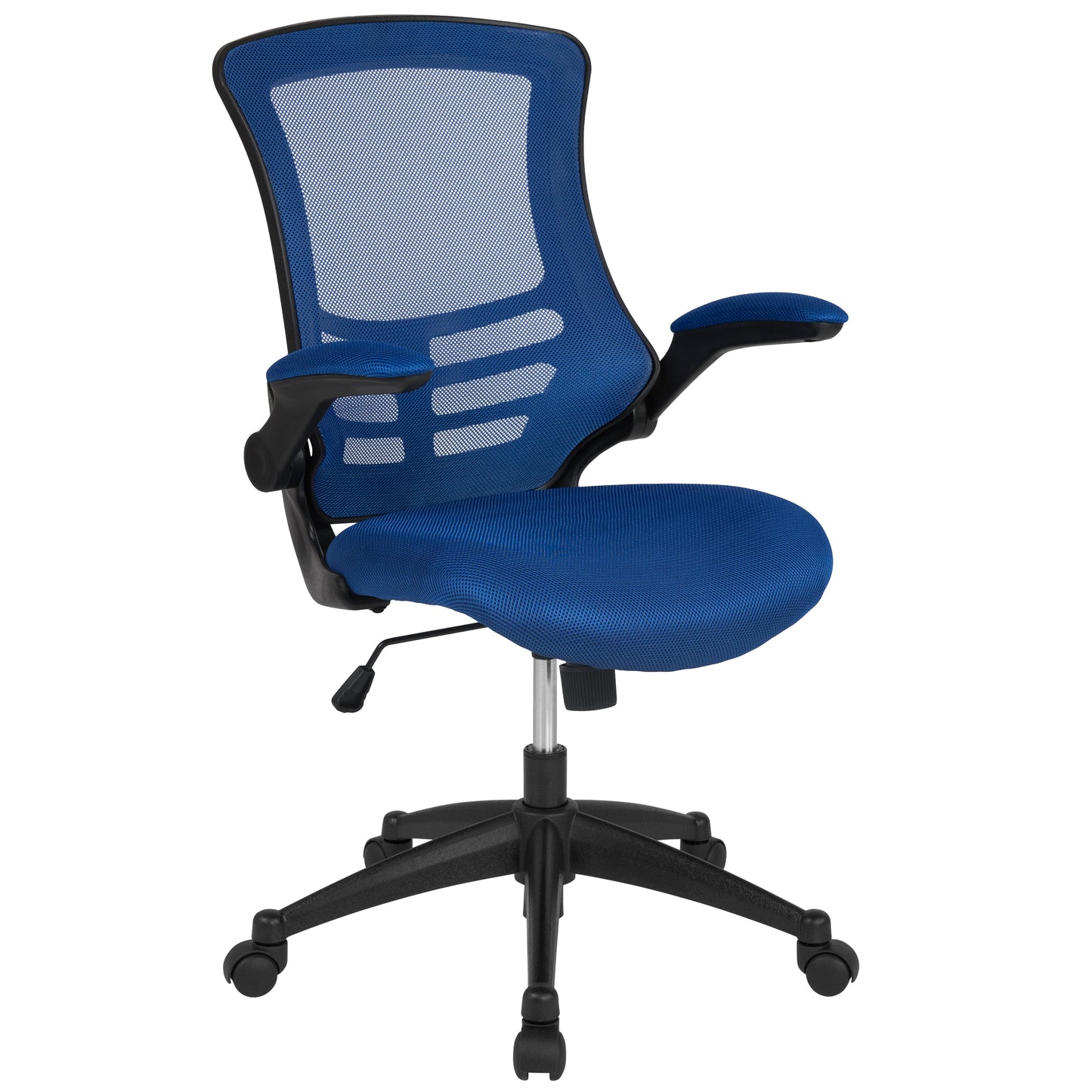 Kelista Mid-Back Blue Mesh Swivel Ergonomic Task Office Chair with Flip-Up Arms Blue Mesh/Black Frame
