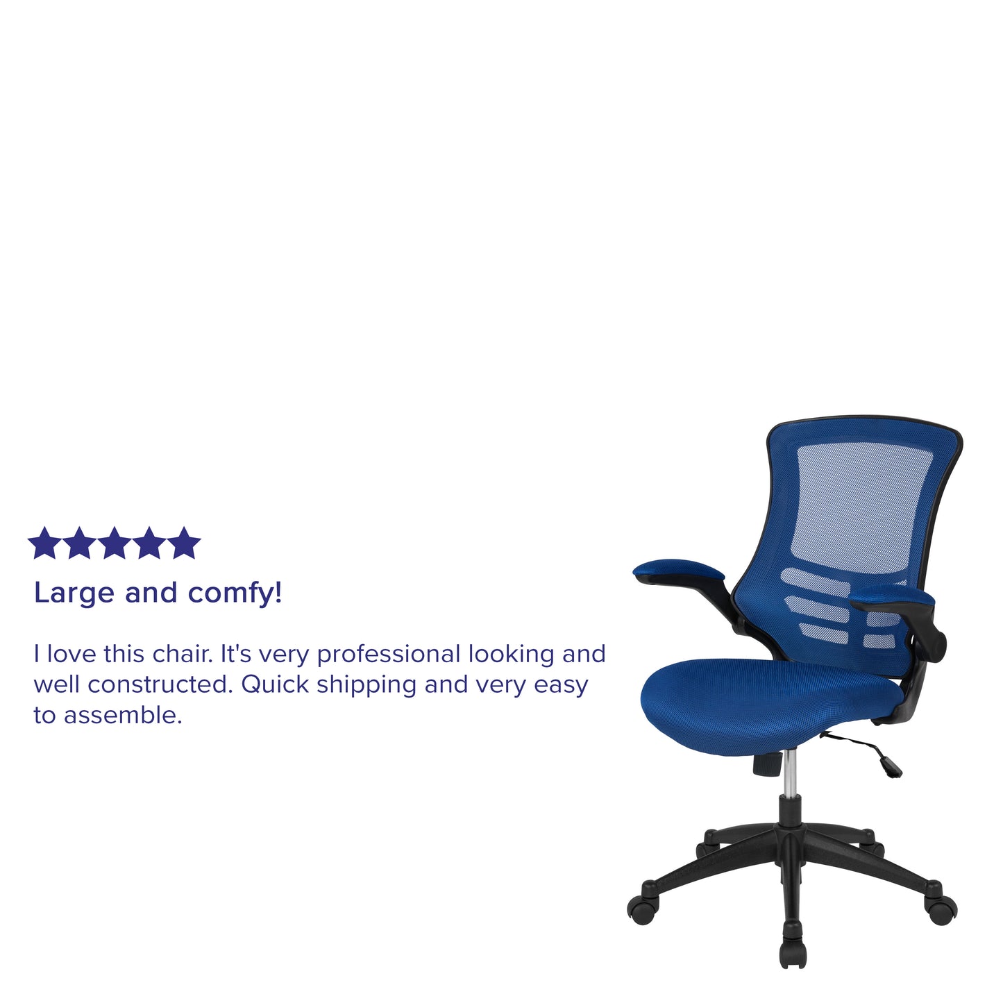Kelista Mid-Back Blue Mesh Swivel Ergonomic Task Office Chair with Flip-Up Arms Blue Mesh/Black Frame