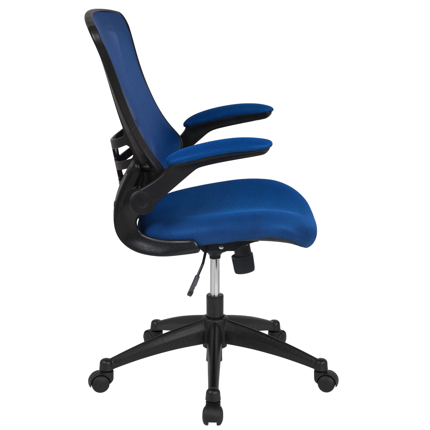 Kelista Mid-Back Blue Mesh Swivel Ergonomic Task Office Chair with Flip-Up Arms Blue Mesh/Black Frame