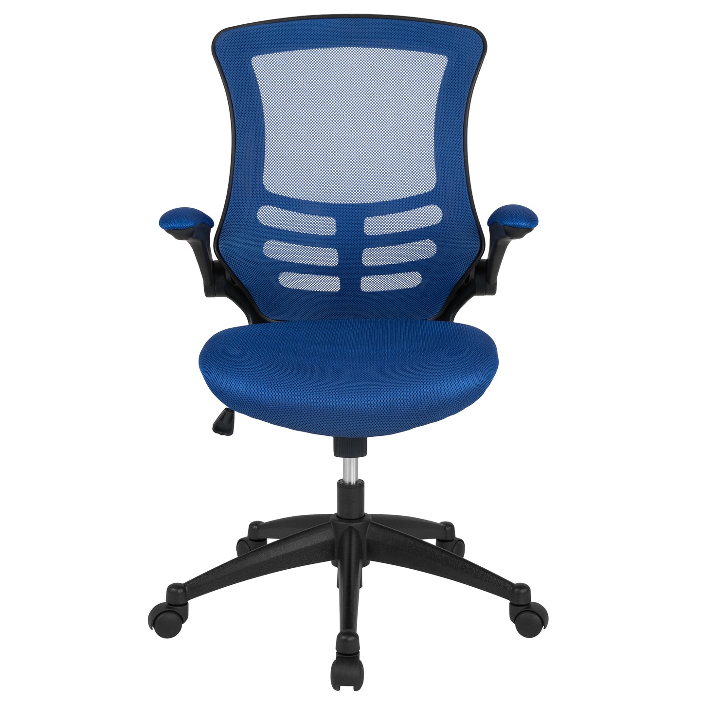 Kelista Mid-Back Blue Mesh Swivel Ergonomic Task Office Chair with Flip-Up Arms Blue Mesh/Black Frame
