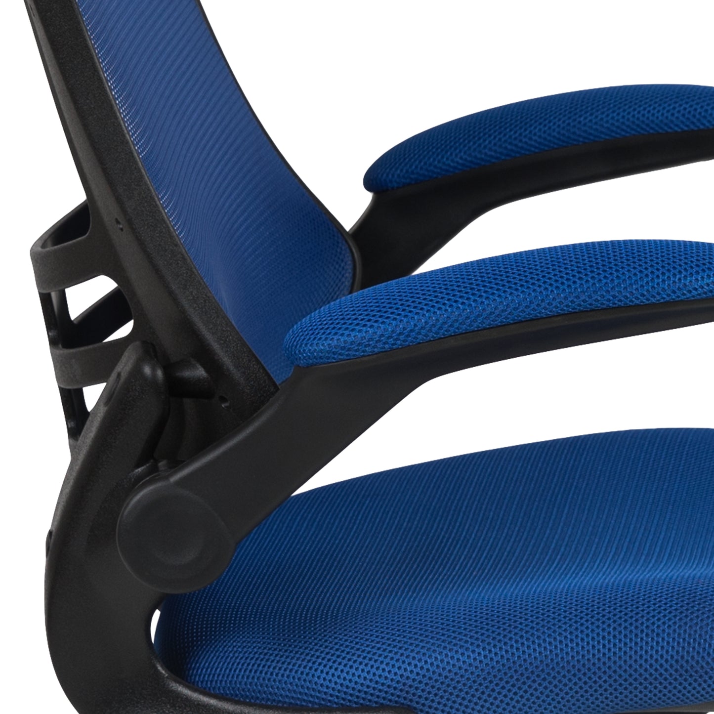 Kelista Mid-Back Blue Mesh Swivel Ergonomic Task Office Chair with Flip-Up Arms Blue Mesh/Black Frame