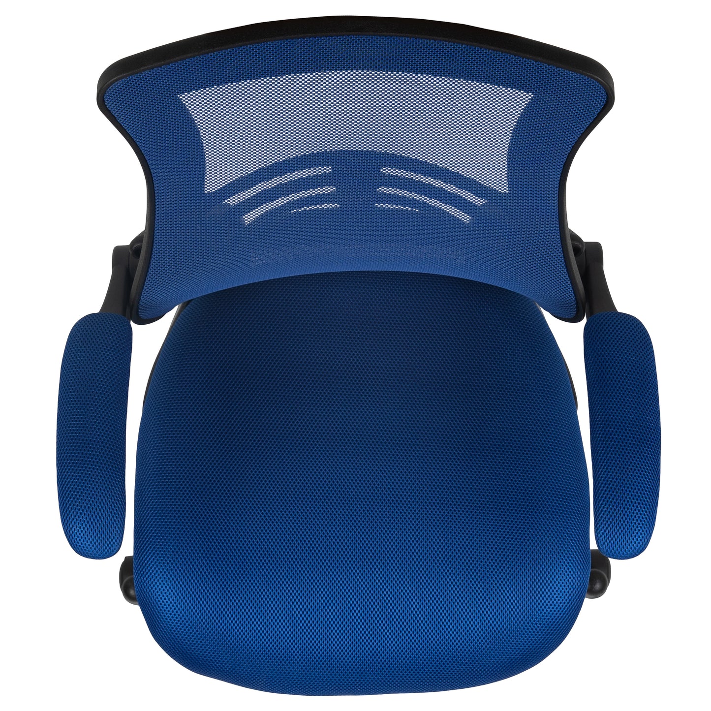 Kelista Mid-Back Blue Mesh Ergonomic Drafting Chair with Adjustable Foot Ring and Flip-Up Arms Blue Mesh/Black Frame