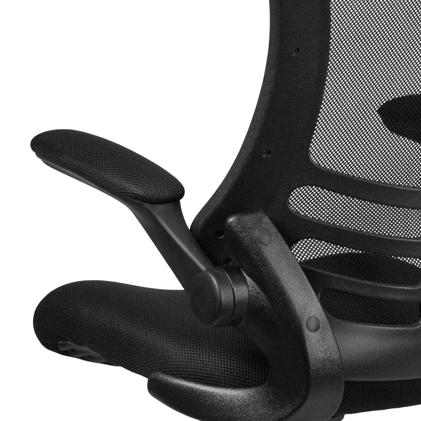 Kelista Mid-Back Black Mesh Ergonomic Drafting Chair with Adjustable Foot Ring and Flip-Up Arms Black Mesh/Black Frame