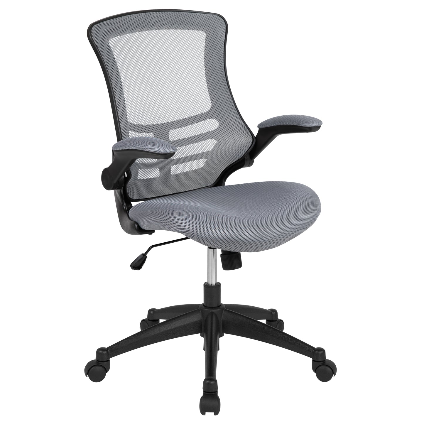 Kelista Mid-Back Dark Gray Mesh Swivel Ergonomic Task Office Chair with Flip-Up Arms Dark Gray Mesh/Black Frame