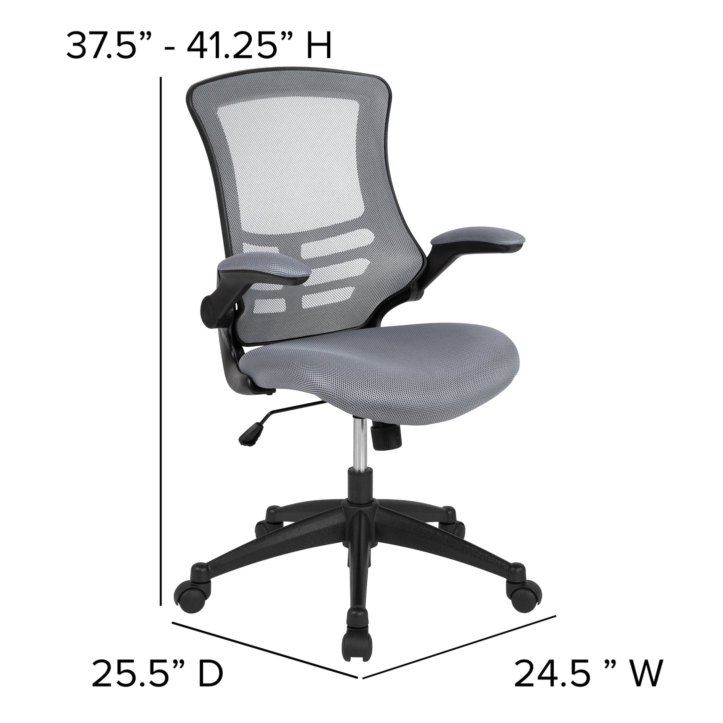 Kelista Mid-Back Dark Gray Mesh Swivel Ergonomic Task Office Chair with Flip-Up Arms Dark Gray Mesh/Black Frame