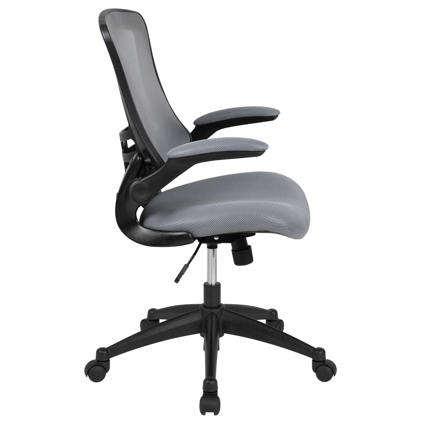 Kelista Mid-Back Dark Gray Mesh Swivel Ergonomic Task Office Chair with Flip-Up Arms Dark Gray Mesh/Black Frame