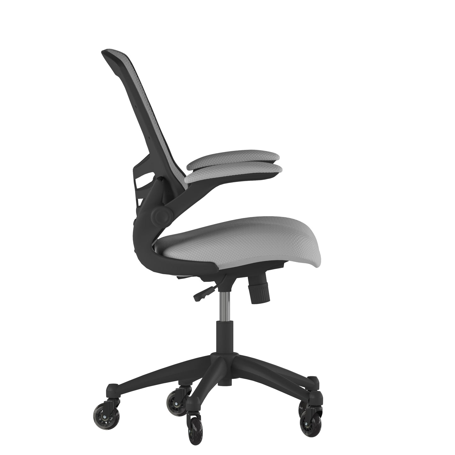 Kelista Mid-Back Dark Gray Mesh Swivel Ergonomic Task Office Chair with Flip-Up Arms and Transparent Roller Wheels Dark Gray Mesh/Black Frame