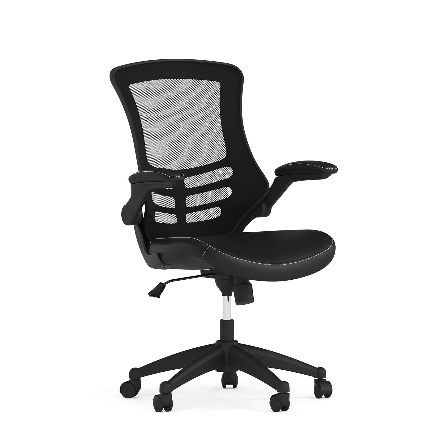Kelista Desk Chair with Wheels | Swivel Chair with Mid-Back Black Mesh and LeatherSoft Seat for Home Office and Desk Black Mesh & LeatherSoft/Black Frame