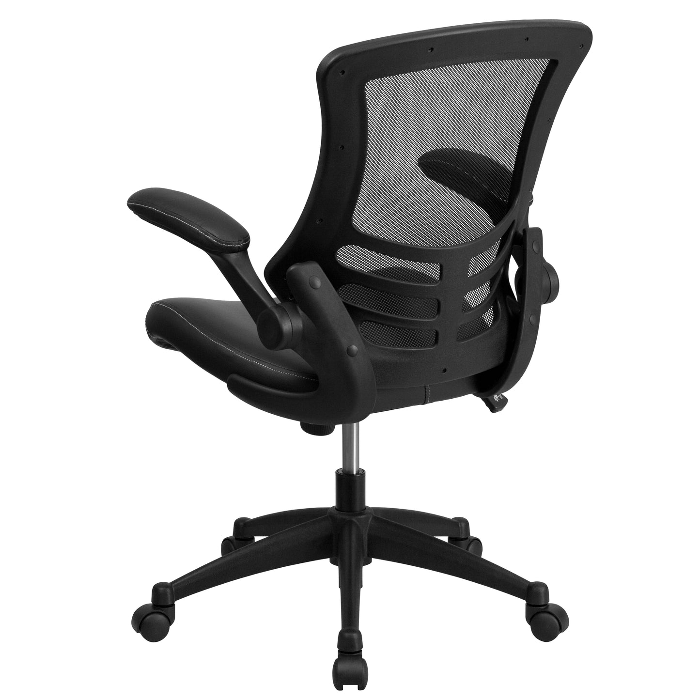 Kelista Desk Chair with Wheels | Swivel Chair with Mid-Back Black Mesh and LeatherSoft Seat for Home Office and Desk Black Mesh & LeatherSoft/Black Frame