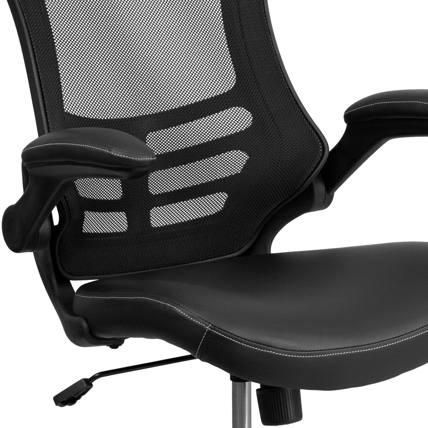 Kelista Desk Chair with Wheels | Swivel Chair with Mid-Back Black Mesh and LeatherSoft Seat for Home Office and Desk Black Mesh & LeatherSoft/Black Frame