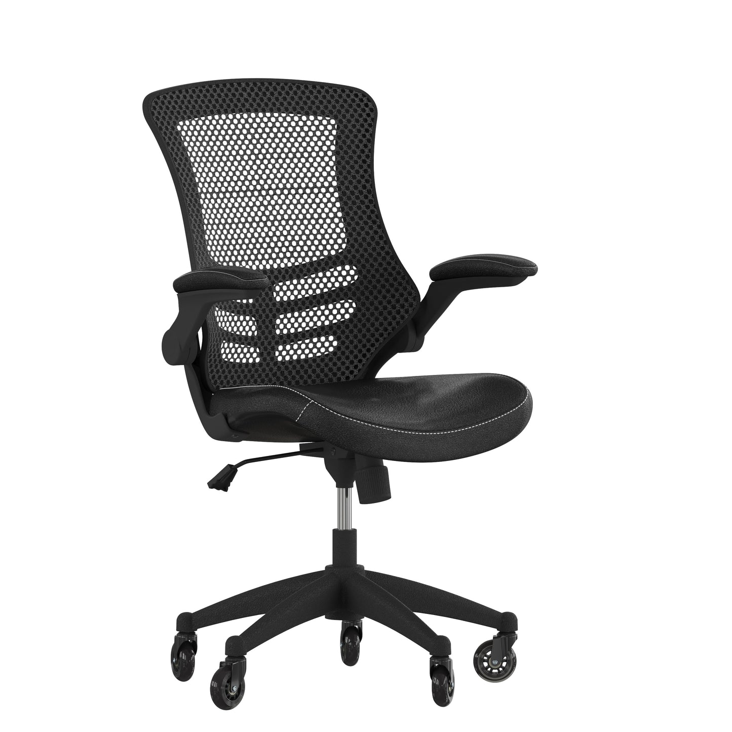 Kelista Desk Chair with Transparent Roller Wheels | Swivel Chair with Kelista Mid-Back Black Mesh and LeatherSoft Seat for Home Office and Desk Black Mesh & LeatherSoft/Black Frame