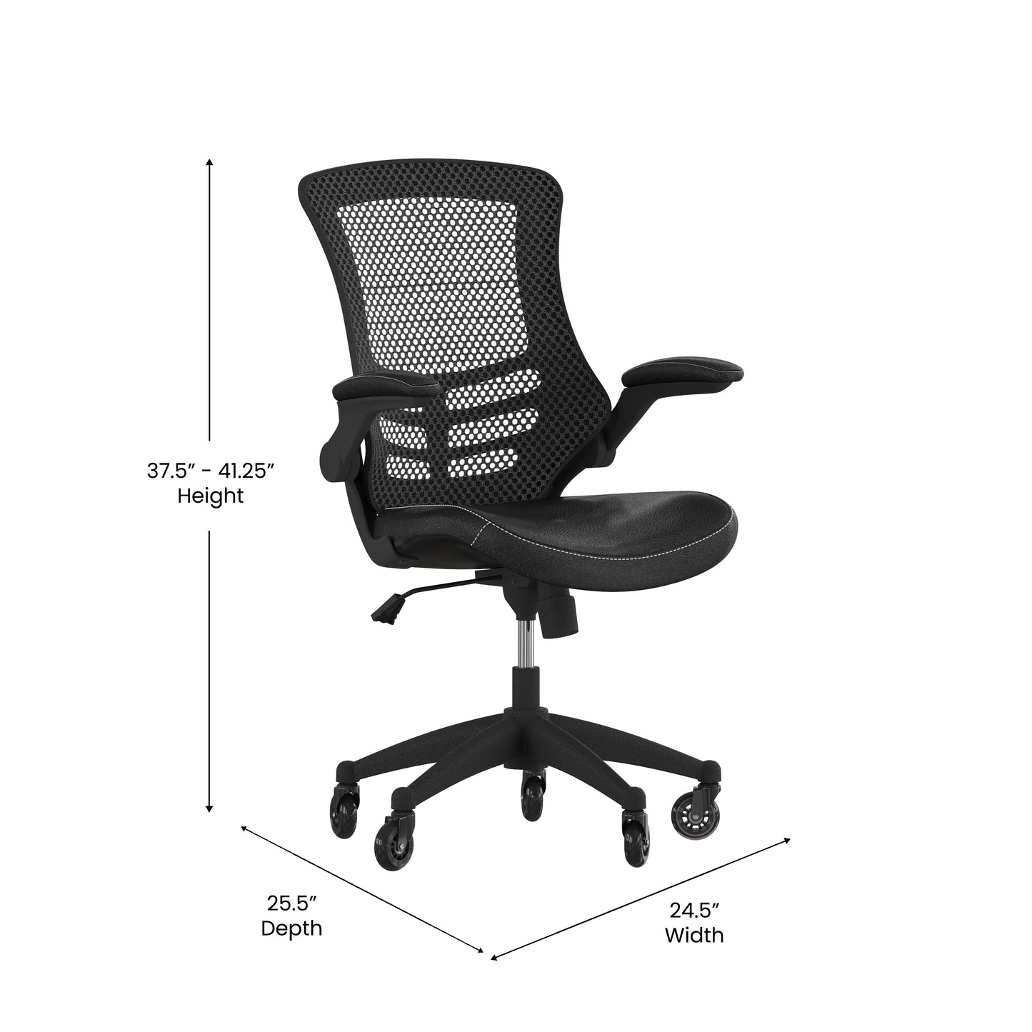 Kelista Desk Chair with Transparent Roller Wheels | Swivel Chair with Kelista Mid-Back Black Mesh and LeatherSoft Seat for Home Office and Desk Black Mesh & LeatherSoft/Black Frame