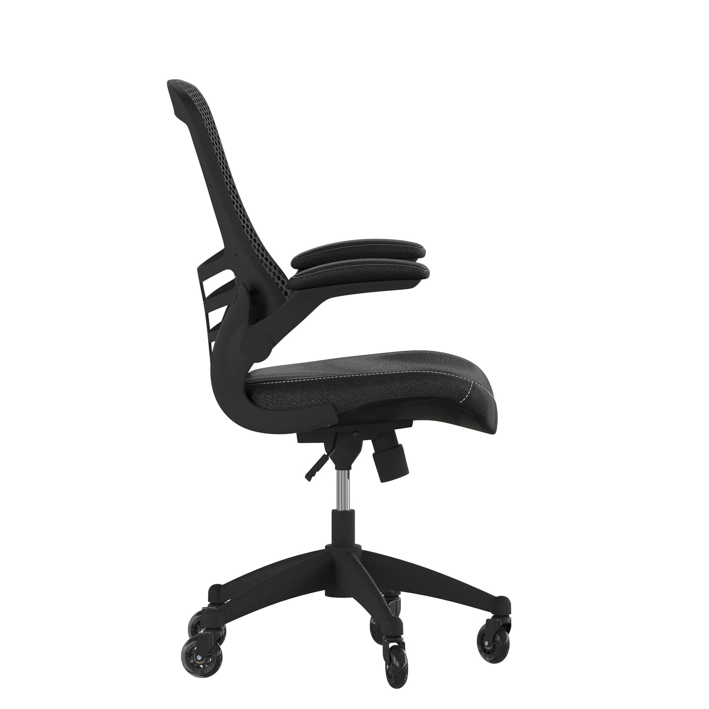 Kelista Desk Chair with Transparent Roller Wheels | Swivel Chair with Kelista Mid-Back Black Mesh and LeatherSoft Seat for Home Office and Desk Black Mesh & LeatherSoft/Black Frame