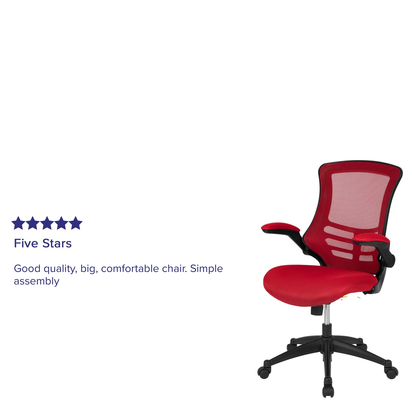 Kelista Mid-Back Red Mesh Swivel Ergonomic Task Office Chair with Flip-Up Arms Red Mesh/Black Frame