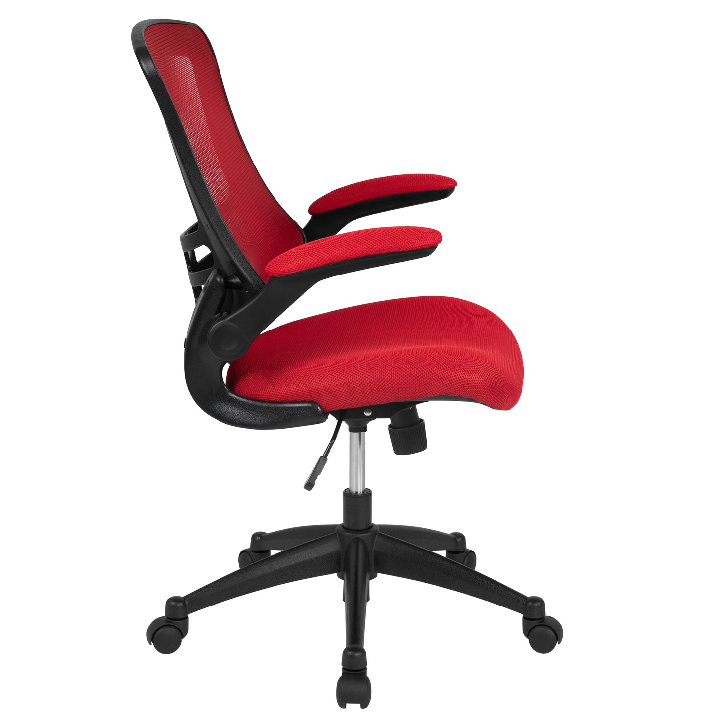 Kelista Mid-Back Red Mesh Swivel Ergonomic Task Office Chair with Flip-Up Arms Red Mesh/Black Frame