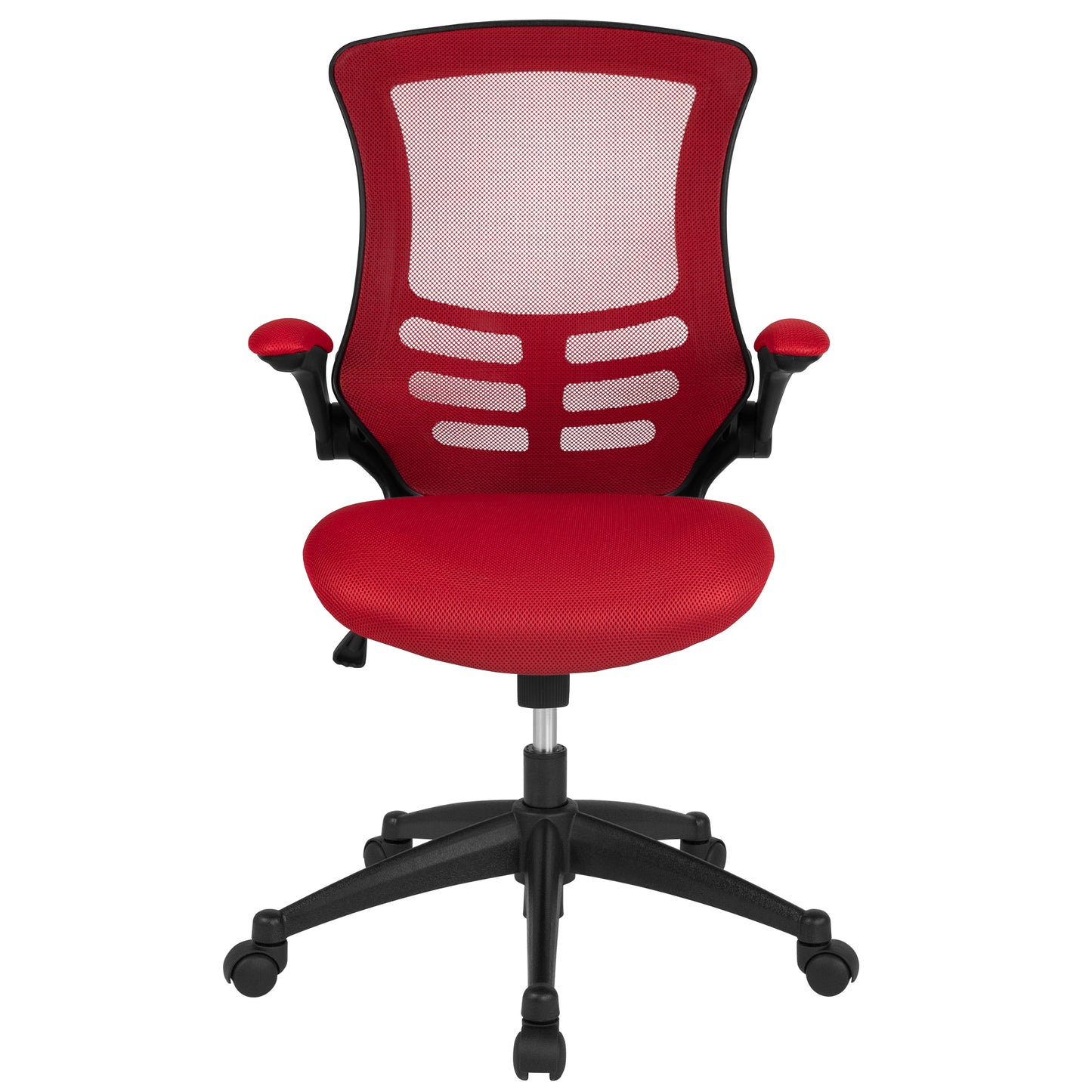 Kelista Mid-Back Red Mesh Swivel Ergonomic Task Office Chair with Flip-Up Arms Red Mesh/Black Frame