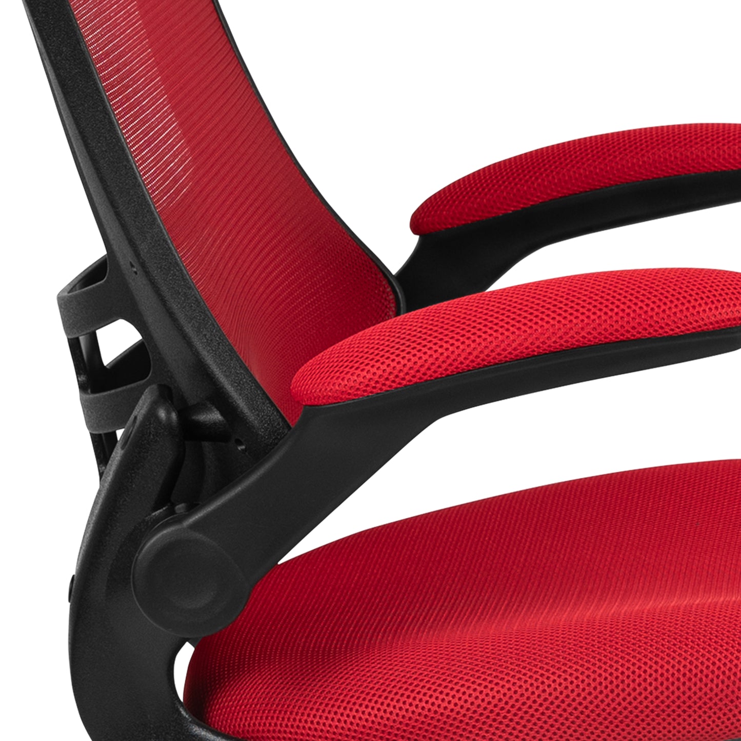 Kelista Mid-Back Red Mesh Swivel Ergonomic Task Office Chair with Flip-Up Arms Red Mesh/Black Frame