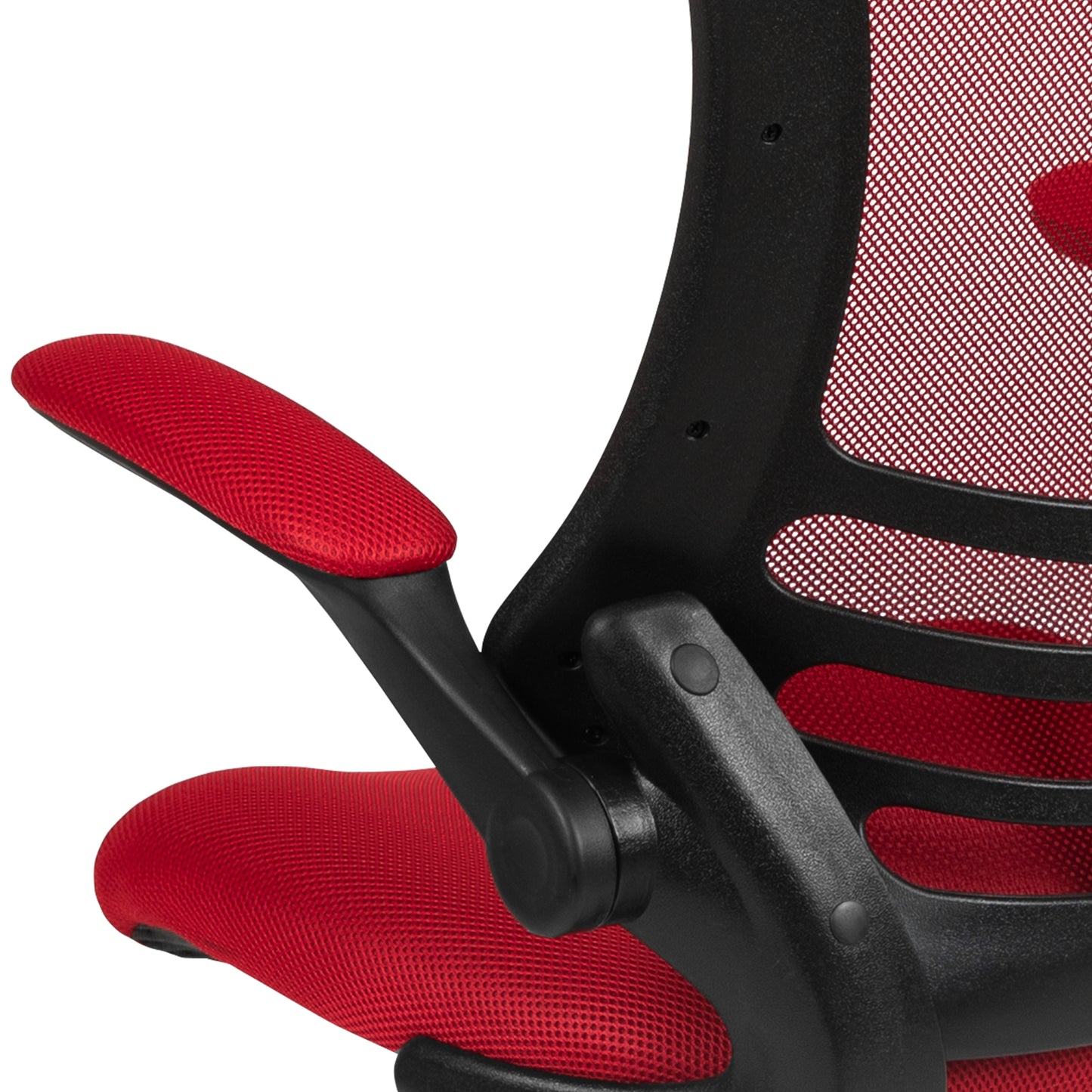 Kelista Mid-Back Red Mesh Swivel Ergonomic Task Office Chair with Flip-Up Arms Red Mesh/Black Frame