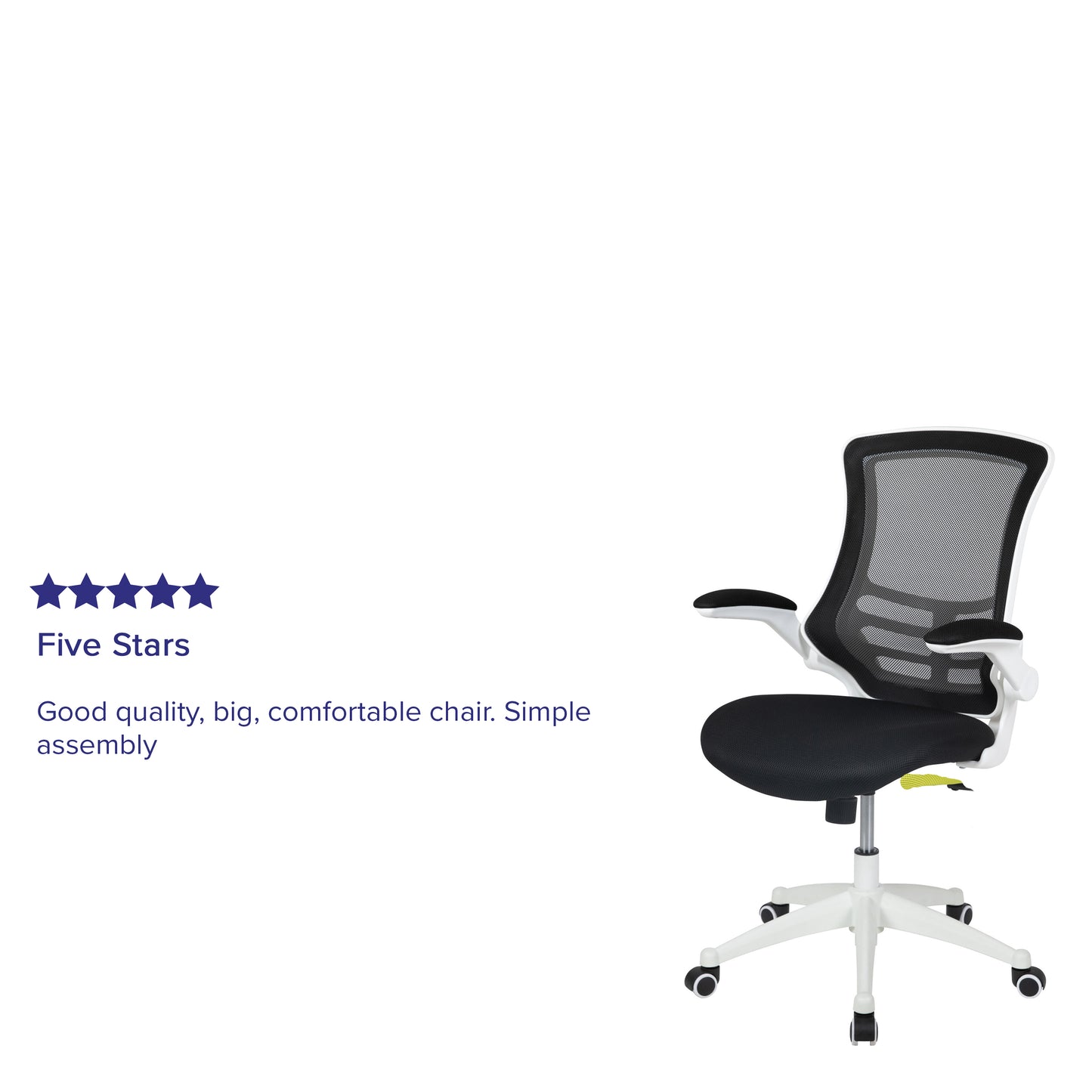 Kelista Mid-Back Black Mesh Swivel Ergonomic Task Office Chair with White Frame and Flip-Up Arms Black Mesh/White Frame