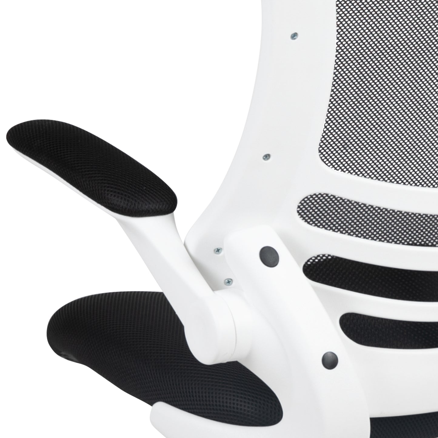 Kelista Mid-Back Black Mesh Swivel Ergonomic Task Office Chair with White Frame and Flip-Up Arms Black Mesh/White Frame