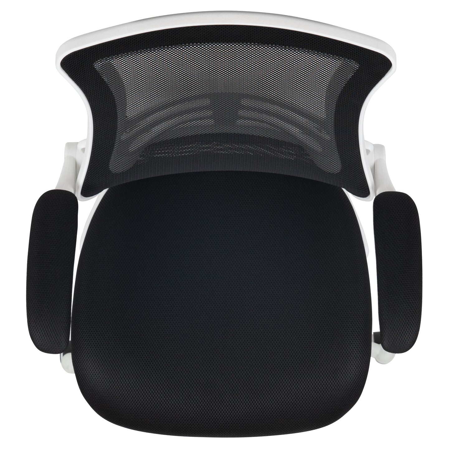 Kelista Mid-Back Black Mesh Swivel Ergonomic Task Office Chair with White Frame and Flip-Up Arms Black Mesh/White Frame