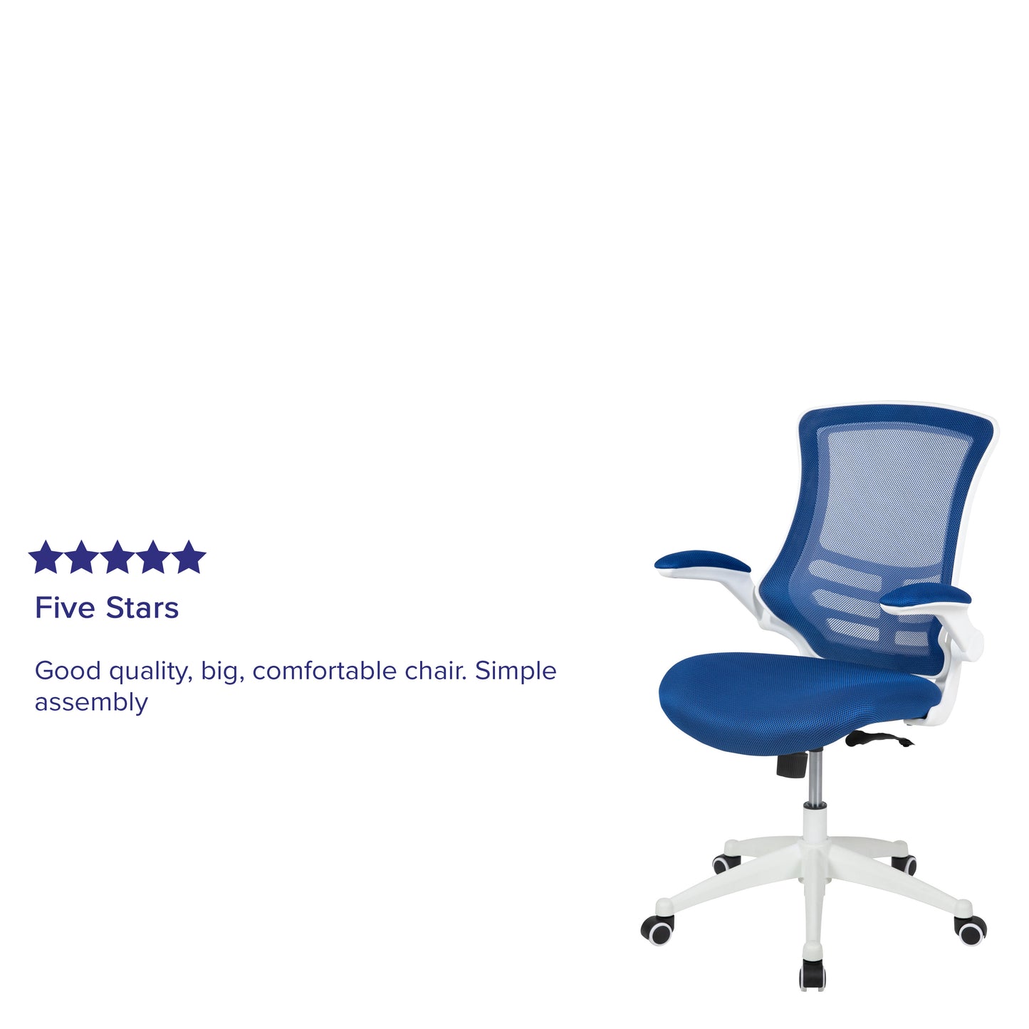Kelista Mid-Back Blue Mesh Swivel Ergonomic Task Office Chair with White Frame and Flip-Up Arms Blue Mesh/White Frame