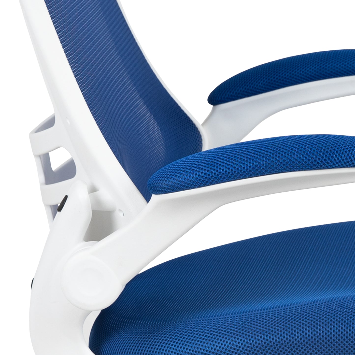 Kelista Mid-Back Blue Mesh Swivel Ergonomic Task Office Chair with White Frame and Flip-Up Arms Blue Mesh/White Frame