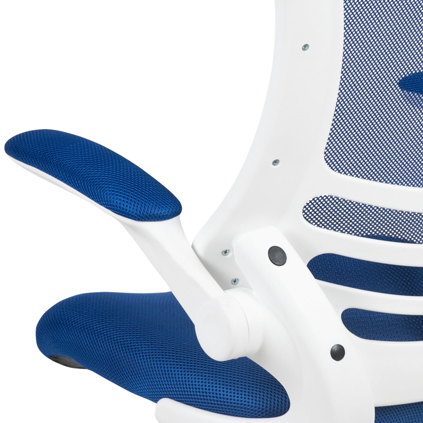 Kelista Mid-Back Blue Mesh Swivel Ergonomic Task Office Chair with White Frame and Flip-Up Arms Blue Mesh/White Frame