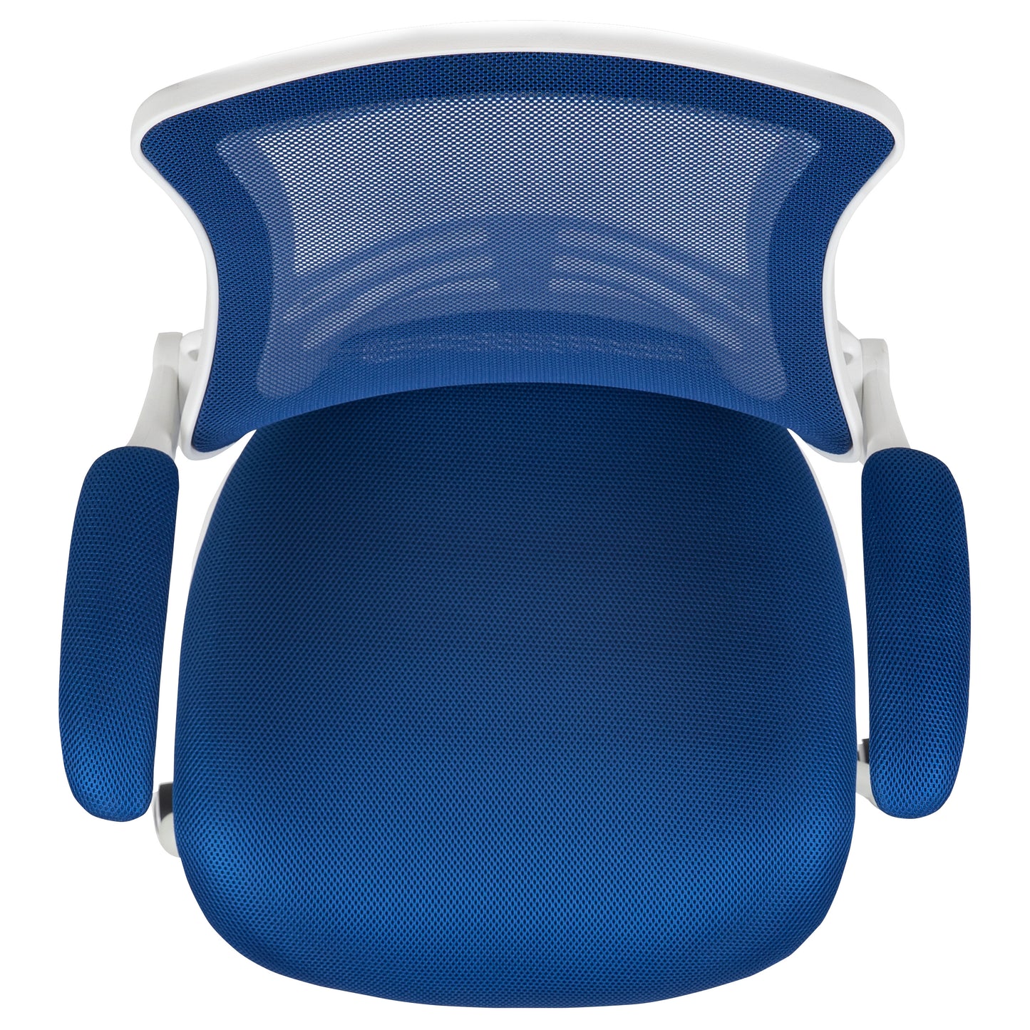 Kelista Mid-Back Blue Mesh Swivel Ergonomic Task Office Chair with White Frame and Flip-Up Arms Blue Mesh/White Frame