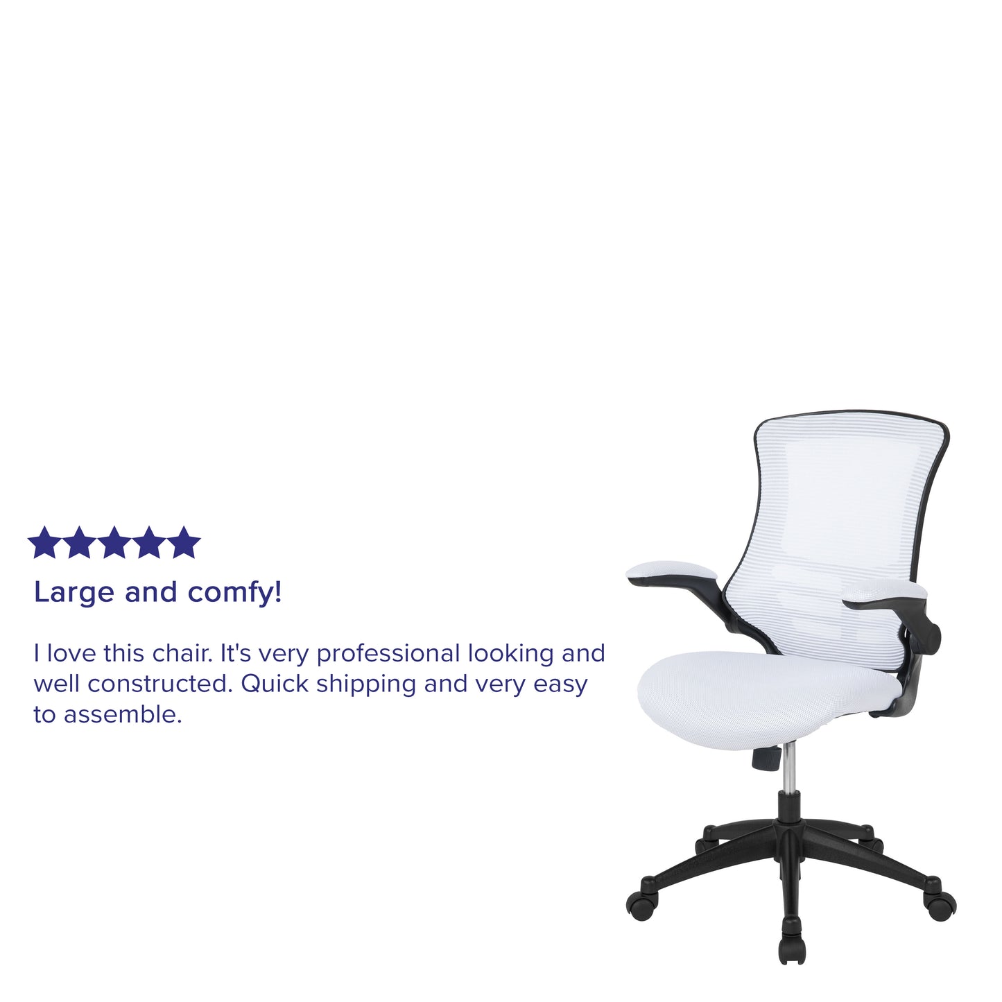Kelista Mid-Back White Mesh Swivel Ergonomic Task Office Chair with Flip-Up Arms White Mesh/Black Frame